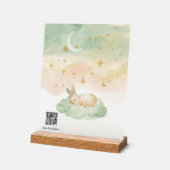 カスタムSpotify子守唄QRコード 水彩ウサギ アクリルサイン (傾斜)