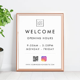 カスタムSquare Business Logo Welcome Hours QRコード ポスター