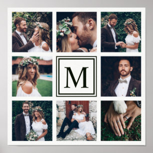 カスタムSquare Collage 8結婚's Photo Monogram ポスター