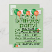 カスタムSt patricks dayバースデーパーティ招待状 インビテーションポストカード (正面/裏面)