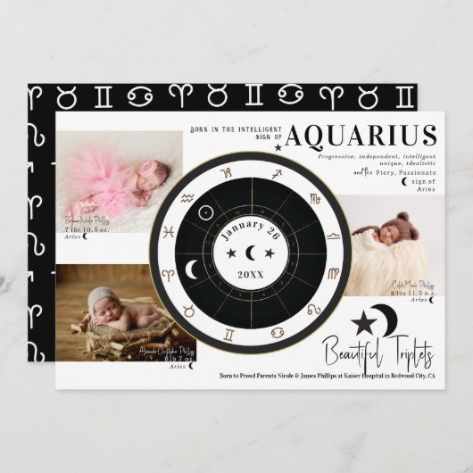 カスタムSun Moon Astrology Triplet発表 招待状 (正面/裏面)