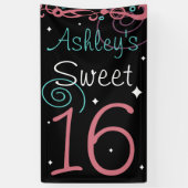 カスタムSweet 16フォトバックグラウンド 横断幕 (縦)