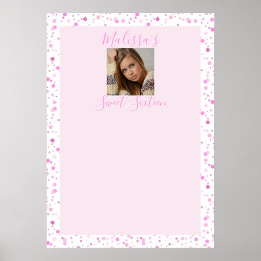 カスタムSweet sixteen、ピンクのドット、写真 ポスター (正面)