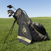 カスタムTタイムクロックフェイクレザーモノグラム名 ゴルフタオル (グリーン)