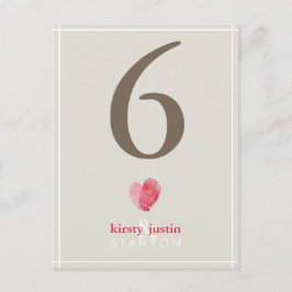 カスタムTABLE NUMBER CUTEモダン fingerprintハート ポストカード