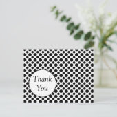 カスタムTHANK YOUブラック水玉模様はがき ポストカード (スタンド正面)