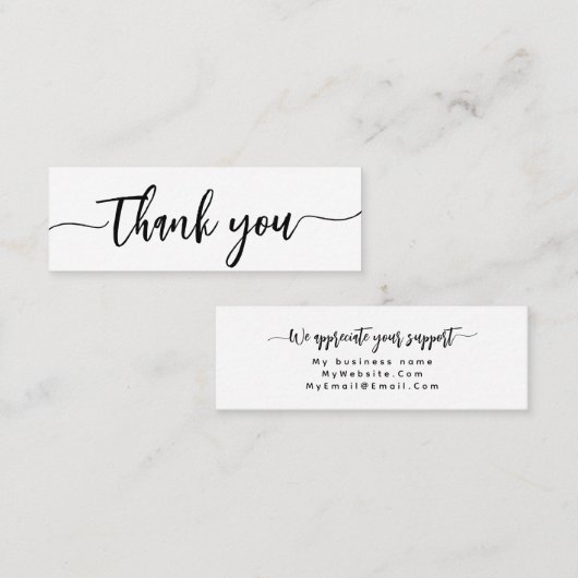 カスタムThank You Minimalistスクリプモダント スキニー名刺 (正面/裏面)