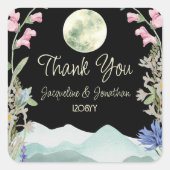 カスタムThank You's Wild結婚 Flower Mountains Moon スクエアシール (正面)