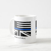 カスタムThin Blue Line American and UK Flag コーヒーマグカップ (正面左)