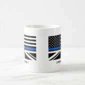 カスタムThin Blue Line American and UK Flag コーヒーマグカップ (中央)