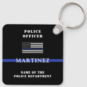 カスタムThin Blue Line Police Officerの評価 キーホルダー (裏面)