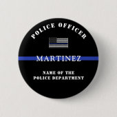 カスタムThin Blue Line Police Officerの評価 缶バッジ (正面)
