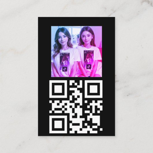 カスタムtik tokロゴプロファイル写真とQRコード 名刺 (裏面)