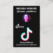 カスタムtik tokロゴプロファイル写真とQRコード 名刺 (正面)