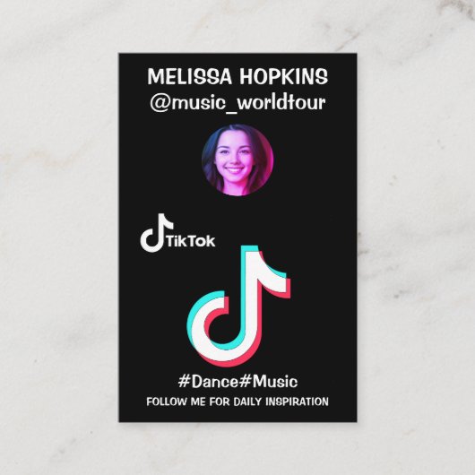 カスタムtik tokロゴプロファイル写真とQRコード 名刺 (正面)