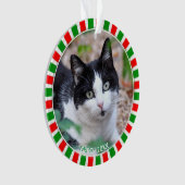 カスタムtuxedo cat photo and green red frame オーナメント (正面)