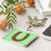 カスタムUキーモノグラムのチェーン、クレマチスパターン キーホルダー (側面)