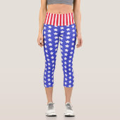 カスタムUSAのスターとストライプがハイ・ウェスト カプリレギンス (正面)