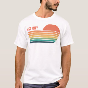 カスタムUSAシティ州地理レトロ土産 Tシャツ