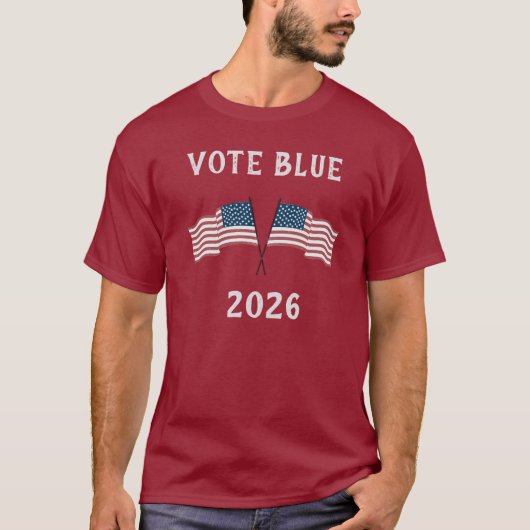 カスタムUSAフラグVote Blue Tシャツ (正面)