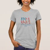 カスタムUSA愛国ウォーターカラーファミリーロンT Tシャツ (正面)