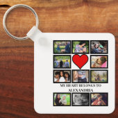 カスタムValentines日おもしろいハート11フォトコラージュ キーホルダー (正面)