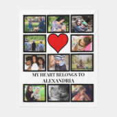 カスタムValentines日おもしろいハート11フォトコラージュ フリースブランケット (正面)