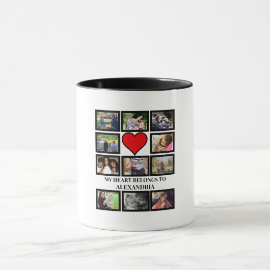 カスタムValentines日おもしろいハート11フォトコラージュ マグカップ (中央)