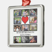 カスタムValentines日おもしろいハート11フォトコラージュ メタルオーナメント (左)
