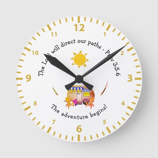 カスタムVAN LIFE ADVENTURE CHRISTIAN ラウンド壁時計 (正面)