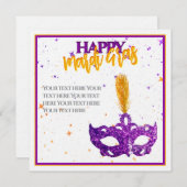 カスタムVIOLETとORANGEのスパークルスマスクマルディグラ シーズンカード (正面/裏面)