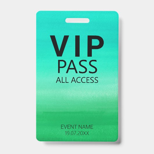 カスタムVIPすべてのアクセスウォーター色抽象芸術緑 バッジ (正面)