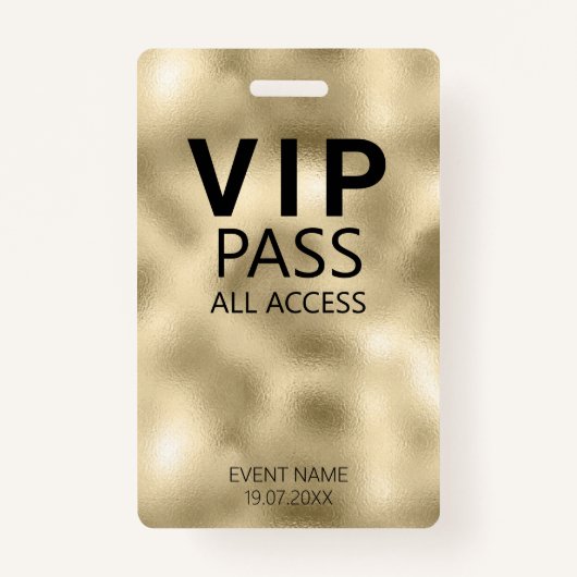 カスタムVIPすべてのアクセスQRコードイベントゴールドフォイル バッジ (正面)