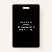 カスタムVIPオールアクセスコンサートバッジ招待状 バッジ (裏面)