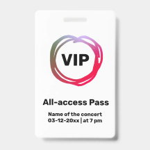 カスタムVIPオールアクセスパス コンサートパスバッジ