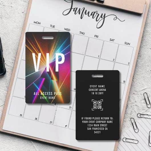 カスタムVIPコンサートイベント オールアクセスパス QRコード バッジ