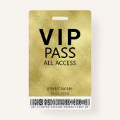 カスタムVIP All Accessイベントバーコードロゴ金ゴールド バッジ (正面)