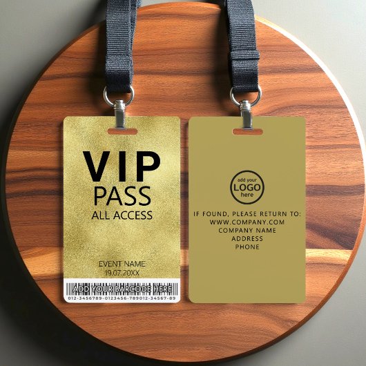 カスタムVIP All Accessイベントバーコードロゴ金ゴールド バッジ