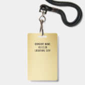 カスタムVIP All Access Concertフェイク金ゴールド バッジ (ストラップ付き裏面)