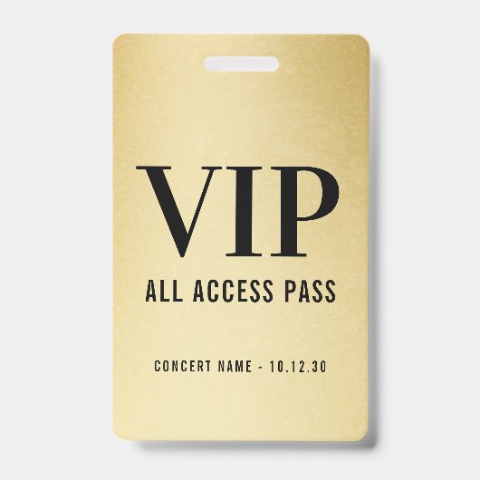 カスタムVIP All Access Concertフェイク金ゴールド バッジ (表面)