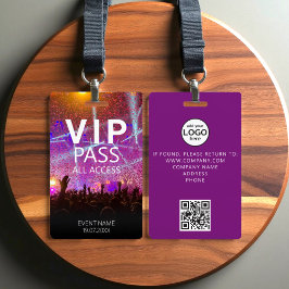 カスタムVIP QRコード イベント パープル コンフェッティ バッジ