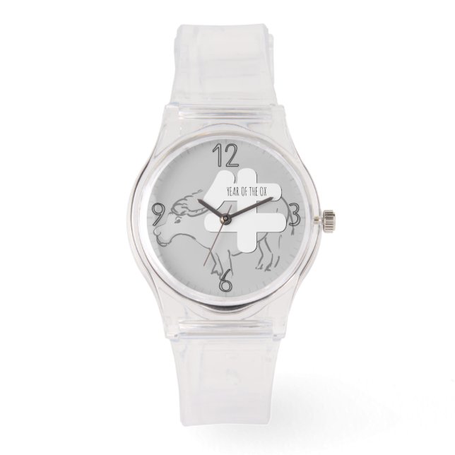 カスタムWオックスイデオグラム中国の〔占星術の〕十二宮図誕生日eW W 腕時計 (正面)