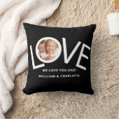カスタムWe love YouパパPhoto Black クッション (ブランケット)