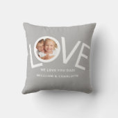 カスタムWe love YouパパPhoto Gray クッション (裏面)