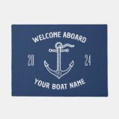 カスタムWelcome Aboard Boat Name Navy Blue ドアマット (正面)