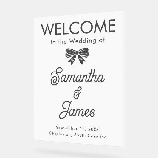 カスタムWelcome - Script & Serif Name Sign アクリルサイン (傾斜)