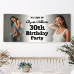 カスタムWelcome Sign 30th Birthday Photo Banner 横断幕<br><div class="desc">30歳モダンのパーティー歓迎サイン30歳の女性のために。2パーソナライズされた写真のモダンコラージュと文字のバはっきりしたナー。内部または外部で使用する。写真の配置を変更するにクリックは、ボタンをクリックしカスタマイズて、デザインに対してクリック「トリミング」を実行し、イメージを中央に移動します。</div>