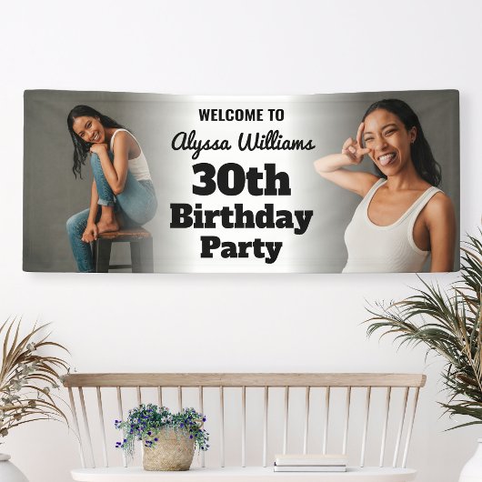 カスタムWelcome Sign 30th Birthday Photo Banner 横断幕
