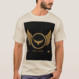 カスタムWell Doneテキストイーグル画像サンドカラープリント Tシャツ