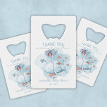 カスタムWhale Boy Baby Shower Guest Thank You クレジットカード栓抜き<br><div class="desc">カスタムホエール赤ちゃんシャワー感謝していゲストお好みのボトルオープナー。青と白の可愛いデザイン、メッセージと完全に編集可能感謝してい(例では愛とベビーを示すために)、ママとビーの名前、およびパーティー日付。</div>